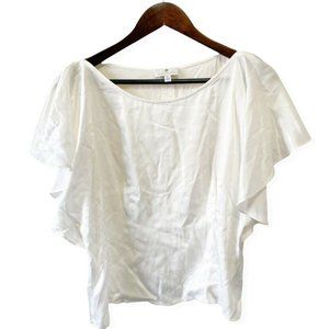 Socialite Nordstrom Women's XL Ruffled Short Sleeve Boat Neck Zipper Back Ivory